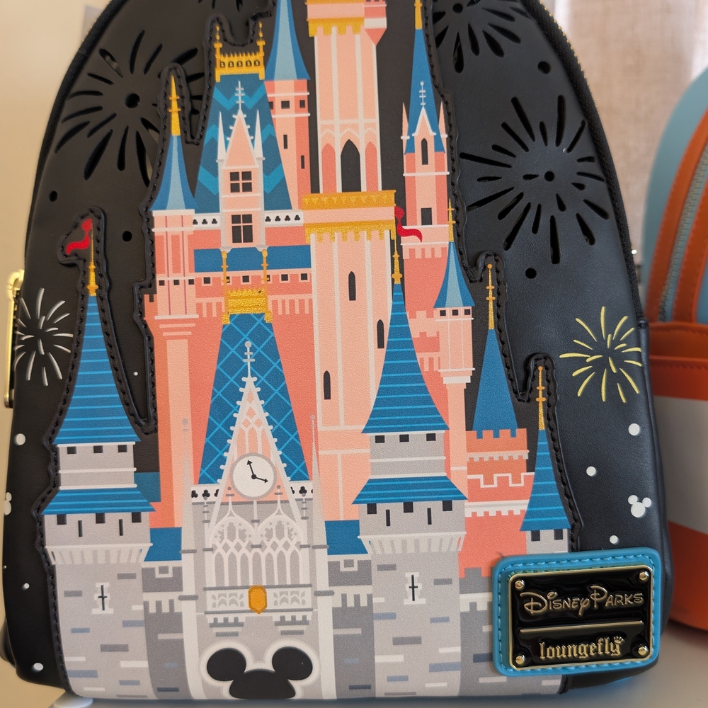 Loungefly Disney Parks Castle Backpack - Black, Blue, Pink